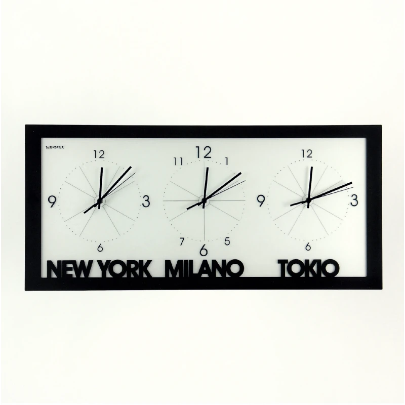 Ceart - Time Zone Wall Clock - Pastel Black
