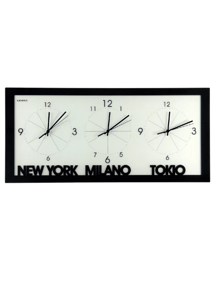 Ceart - Time Zone Wall Clock - Pastel Black