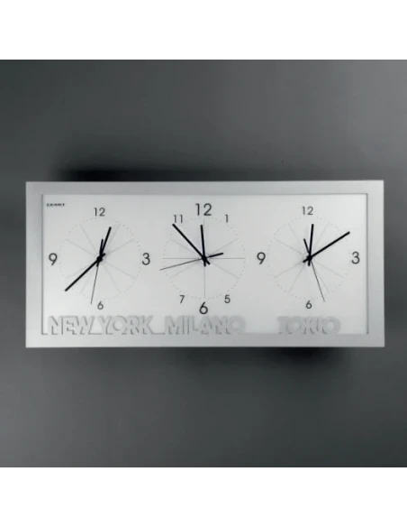 Ceart - Time Zone Wall Clock - Metallic Silver