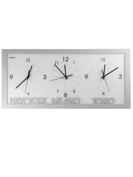 Ceart - Time Zone Wall Clock - Metallic Silver