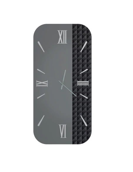 Ceart - Eclisse Vertical Mirror Wall Clock - Smoked Black / Silver