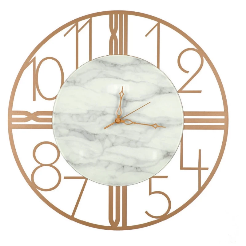 Ceart - Astro Wall Clock - Metallic Gold / White Marbled Glass