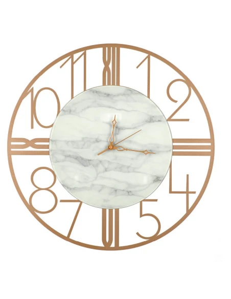 Ceart - Astro Wall Clock - Metallic Gold / White Marbled Glass