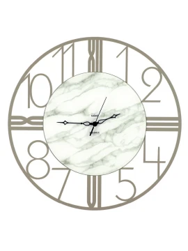 Ceart - Astro Wall Clock - Pastel Dove Grey / White Marbled Glass