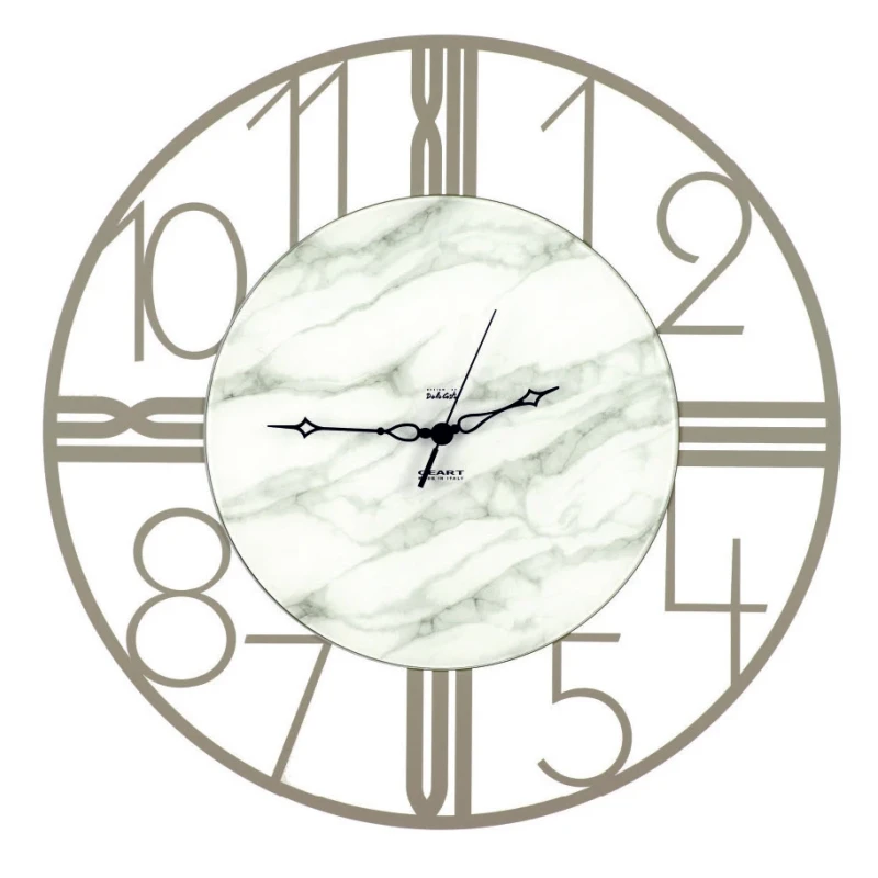 Ceart - Astro Wall Clock - Pastel Dove Grey / White Marbled Glass