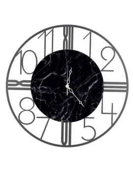 Ceart - Orologio da Parete Astro - Grigio Marmo / Vetro Marmorizzato Nero