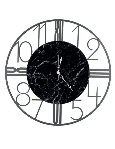 Ceart - Orologio da Parete Astro - Grigio Marmo / Vetro Marmorizzato Nero
