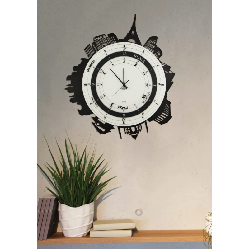 Ceart - Città Wall Clock - Pastel Black