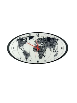 Ceart - World Wall Clock - Pastel Black