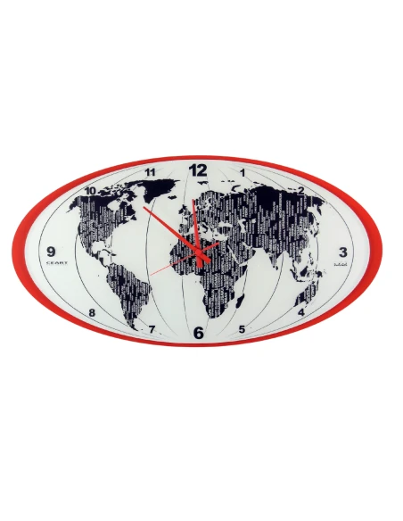 Ceart - Orologio da Parete Mondo - Rosso Pastello