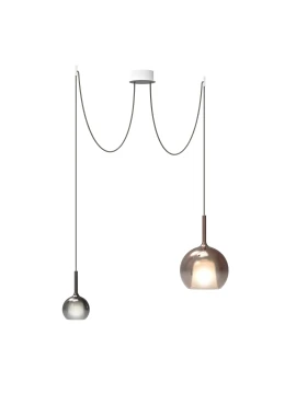 Penta - Glo Lampada a Sospensione Decentrata 2B - Oro Rosa e Nero / Bianco