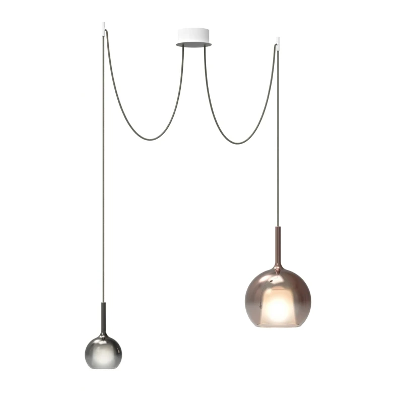 Penta - Glo Lampada a Sospensione Decentrata 2B - Oro Rosa e Nero / Bianco