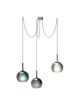 Penta - Glo 2D Decentralized Pendant Lamp - Green, Black, and Silver/Titanium