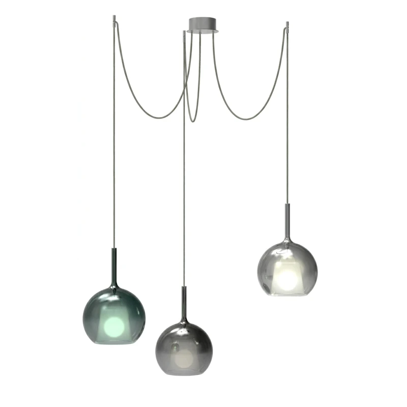 Penta - Glo 2D Decentralized Pendant Lamp - Green, Black, and Silver/Titanium