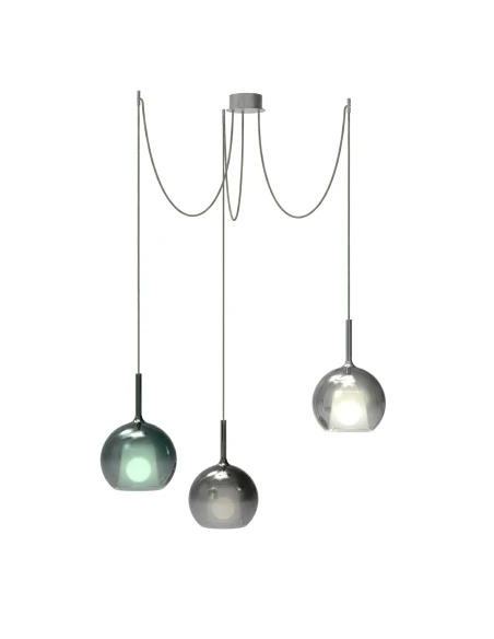 Penta - Glo Lampada a Sospensione Decentrata 2D - Verde, Nero e Argento  / Titanio