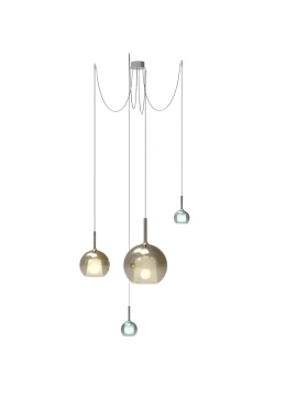 Penta - Glo Decentralized Pendant Lamp 2F - Gold and Green / Titanium