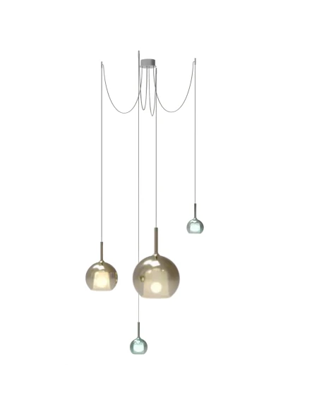 Penta - Glo Decentralized Pendant Lamp 2F - Gold and Green / Titanium