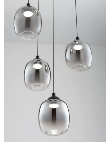 Redo Group - Khadi Scrattered Pendant Lamp - Matte Black / Smoked Shade
