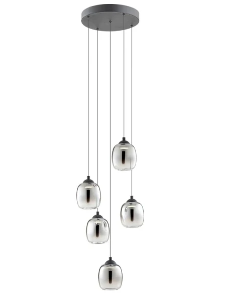 Redo Group - Khadi Multiple Pendant Lamp - Matte Black / Smoked Shade