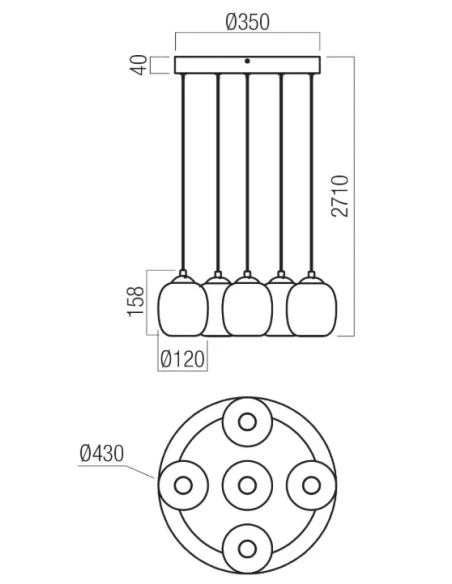 Redo Group - Khadi Multiple Pendant Lamp - Matte Black / Smoked Shade