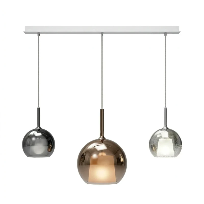 Penta - Glo Lampada a Sospensione 2G - Oro Rosa, Argento e Nero / Bianco