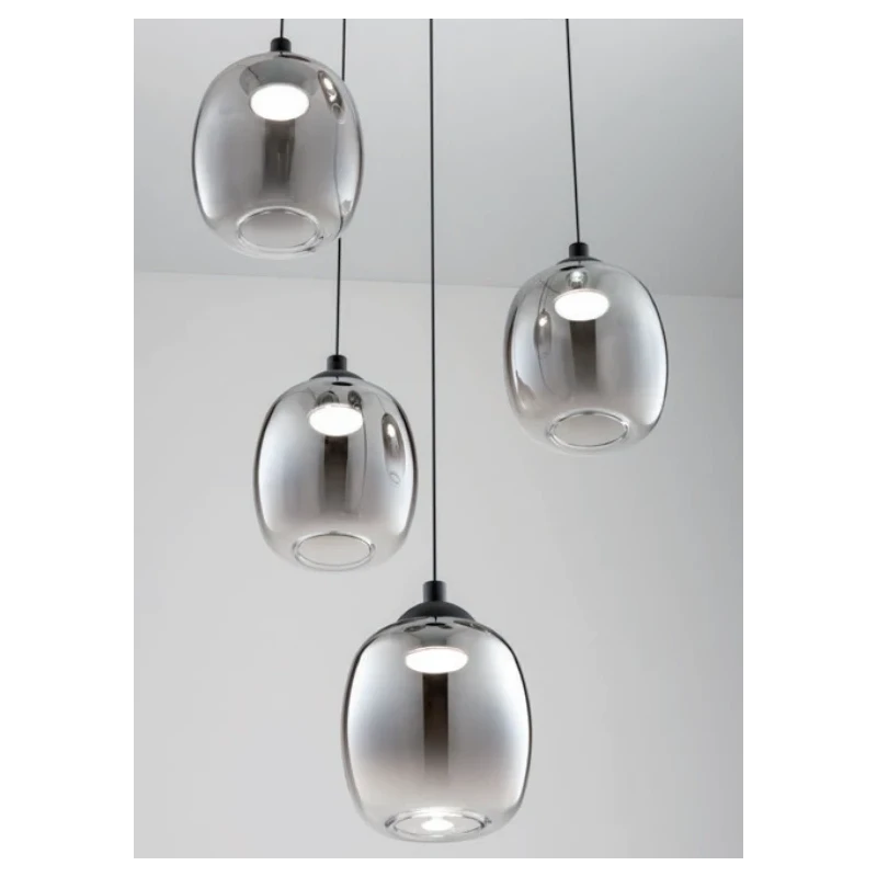 Redo Group - Khadi Multiple Pendant Lamp - Matte Black / Smoked Shade