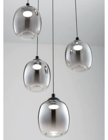 Redo Group - Khadi Multiple Pendant Lamp - Matte Black / Smoked Shade