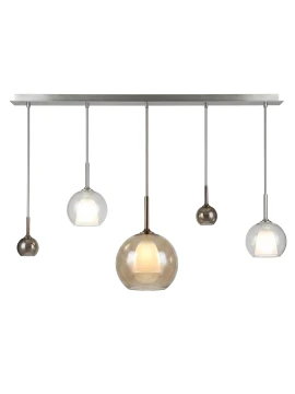 Penta - Glo Lampada a Sospensione 2H - Bronzo, Trasparente e Nero / Bianco