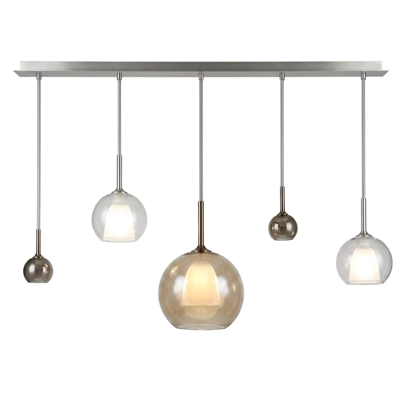 Penta - Glo Pendant Lamp 2H - Bronze, Transparent and Black / White