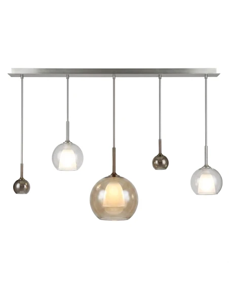 Penta - Glo Lampada a Sospensione 2H - Bronzo, Trasparente e Nero / Bianco