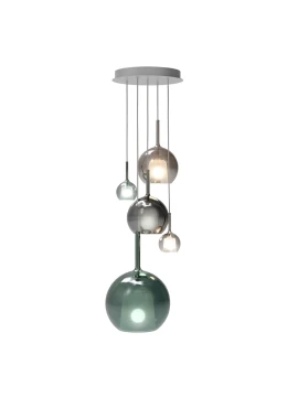 Penta - Glo Pendant Lamp 2I - Green, Black and Rose Gold / Titanium