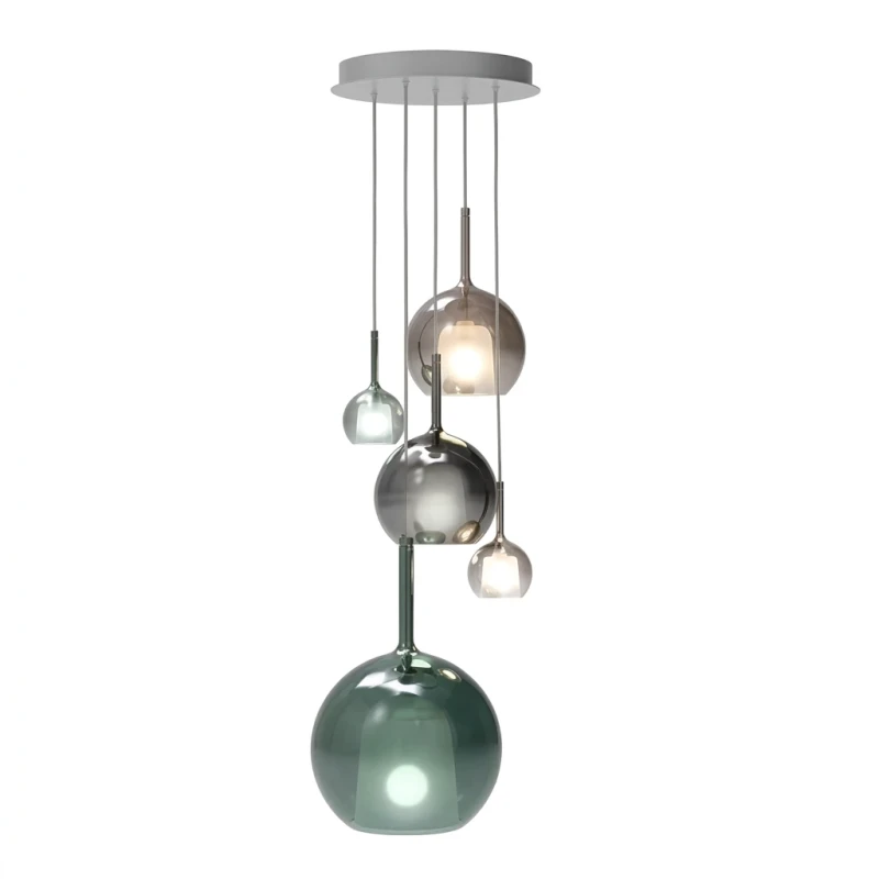 Penta - Glo Pendant Lamp 2I - Green, Black and Rose Gold / Titanium