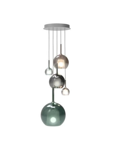Penta - Glo Pendant Lamp 2I - Green, Black and Rose Gold / Titanium