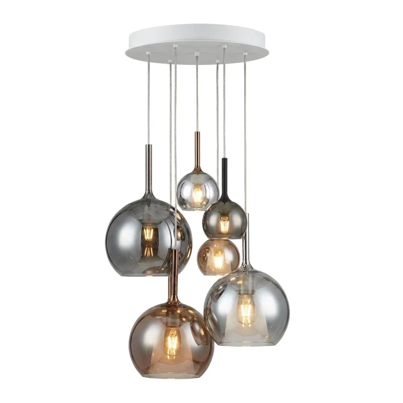 Penta - Glo Pendant Lamp 2L - Black, Rose Gold and Silver / White