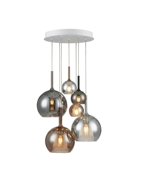 Penta - Glo Pendant Lamp 2L - Black, Rose Gold and Silver / White
