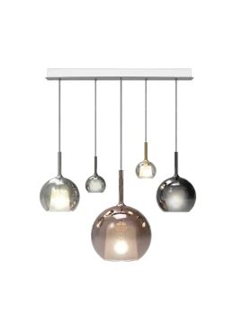 Penta - Glo Pendant Lamp 2N - Black, Rose Gold and Silver / White