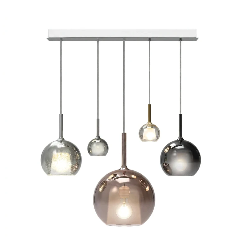 Penta - Glo Pendant Lamp 2N - Black, Rose Gold and Silver / White