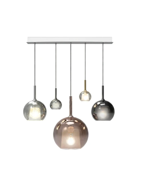 Penta - Glo Lampada a Sospensione 2N - Nero, Oro Rosa e Argento / Bianco