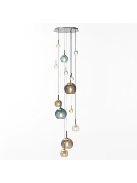 Penta - Glo Lampada a Sospensione 3C - 4Ever, Oro Rosa e Verde / Titanio