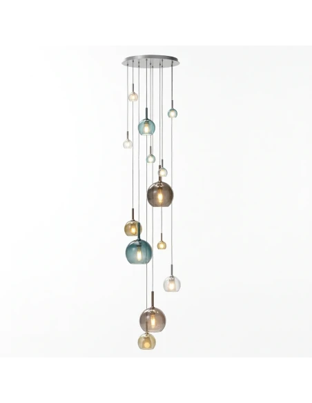 Penta - Glo Lampada a Sospensione 3C - 4Ever, Oro Rosa e Verde / Titanio