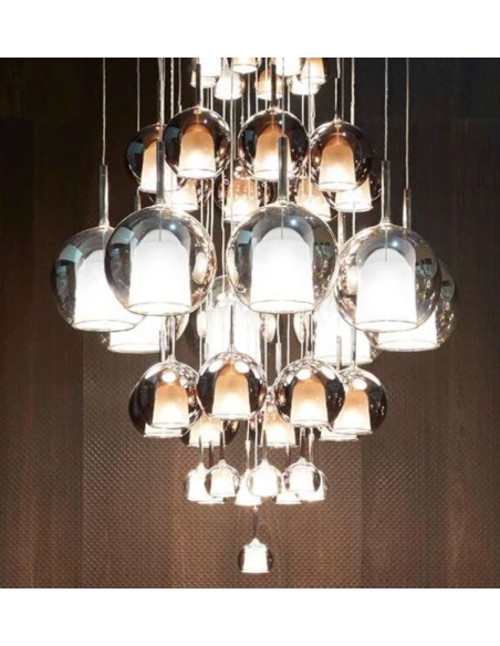 Penta - Glo Lampada a Sospensione 3E - Argento, Oro Rosa, Trasparente e Nero / Titanio