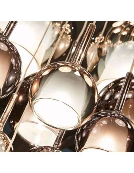 Penta - Glo Lampada a Sospensione 3E - Argento, Oro Rosa, Trasparente e Nero / Titanio