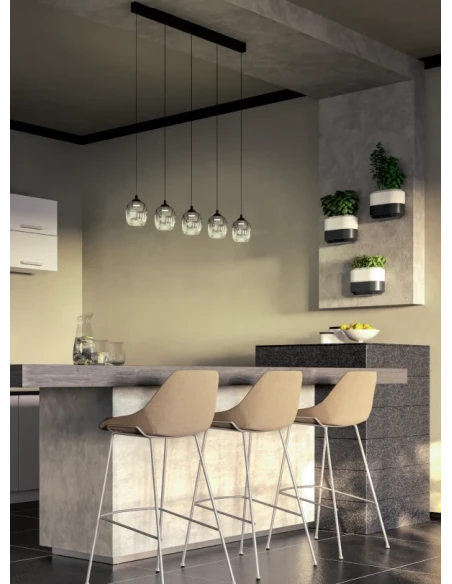 Redo Group - Khadi Linear Pendant Lamp - Matte Black / Smoked Shade