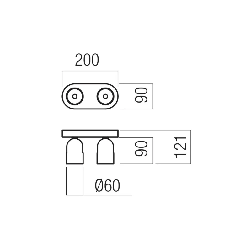 Redo Group - Kobe Wall / Ceiling Double Lamp - Matt Black / Silver Coffee