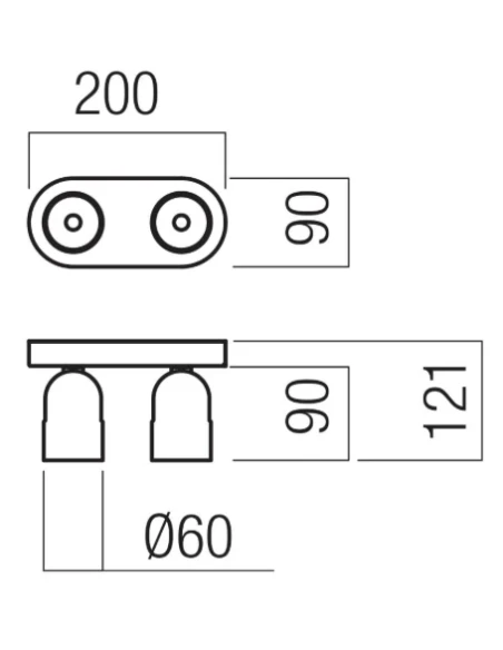 Redo Group - Kobe Lampada da Parete / Soffitto Doppia - Nero Opaco / Silver Coffee