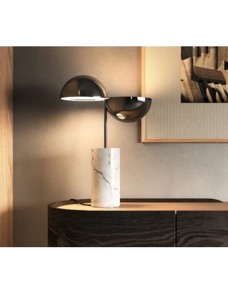Penta - Elisabeth Table Lamp - Polished Black Chrome / White Carrara Marble