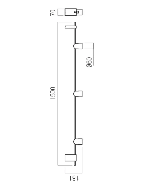 Redo Group - Kobe Wall / Ceiling Triple Lamp - Matt Black / Silver Coffee