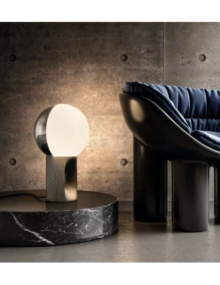 Penta - Je Suis Lampada da Tavolo - Bianco Argento / Rovere Naturale