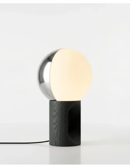 Penta - Je Suis Lampada da Tavolo - Bianco Argento / Rovere Antracite