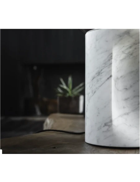 Penta - Je Suis Lampada da Tavolo - Bianco Argento / Marmo Bianco Carrara